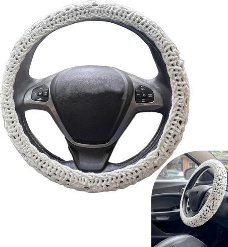 Hand Crochet Car Steering Wheel Cover, Cute Boho Strawberry Car Steering Wheel Cover Decor, 14-15 inch Warm & Non-slip Steer wheels Protection Wrap, Universal for Men Women (Pink) in Saudi Arabia