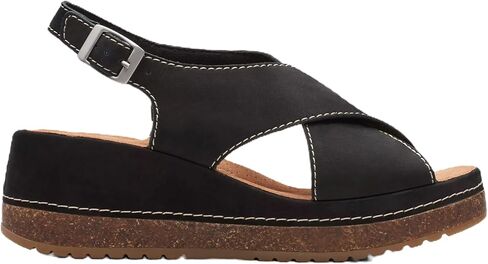 Clarks Women's Kassanda Step Wedge Sandal, Black Nubuck, 6 in Kuwait