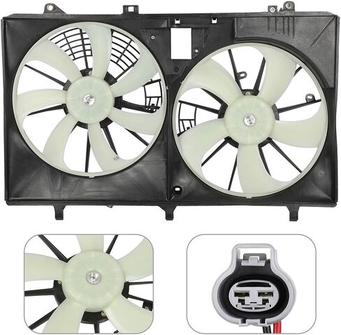 Cooling Fan Assembly Compatible with 2011-2017 for Toyota for Sienna 3.5L 2011-2013 for Toyota for Sienna 2.7L, Black&White Radiator Fan Direct Fit Replacement for Engine Cooling Fan in Saudi Arabia