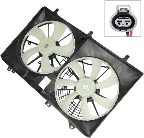 Cooling Fan Assembly Compatible with 2011-2017 for Toyota for Sienna 3.5L 2011-2013 for Toyota for Sienna 2.7L, Black&White Radiator Fan Direct Fit Replacement for Engine Cooling Fan in Saudi Arabia
