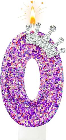 Kpop Birthday Number Candles, 5th Purple Birthday Candles for Cake,Glitter Crown Number Candle with Silver Edge for Party & Anniversary Celebration(Silver & Purple Glitter, 5) in Saudi Arabia