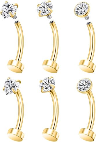 Vsnnsns 14G Floating Belly Button Ring Piercing Jewelry 316L Stainless Surgical Steel Round Heart Cubic Zirconia Navel Rings Belly Button Ring Piercing Jewelry for Women 14 Gauge Hypoallergenic in Saudi Arabia