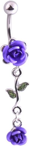 1Pc Belly Button Ring Women Dual Rose Flower Navel Ring Body Piercing Jewelry Gift Red in Saudi Arabia