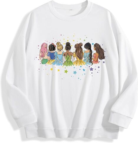 Magic Kingdom Sweatshirt，Cute Princess & Castle Print，Soft Vacation,Holiday Daily Top in Saudi Arabia