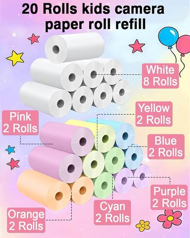 20 Rolls Instant Camera Refill Print Paper, HD Kidizoom Print Camera Paper Refill for Most Kids Instant Camera BPA Free (0.98" x 2.24") in Saudi Arabia