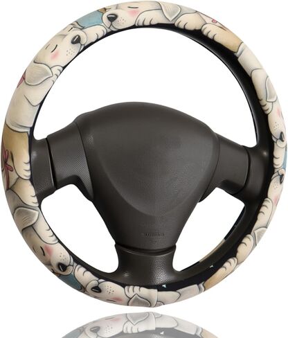 غطاء عجلة القيادة بألوان مائية على شكل زهرة برية لعجلات مقاس 14.5-15 بوصة (37-38 سم)، قماش فاخر مع حلقة داخلية مطاطية مضادة للانزلاق in Kuwait