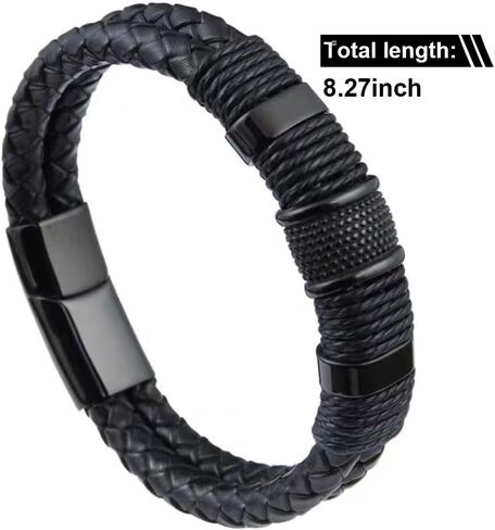 Men's 2-Piece Braided Leather Bracelet Set - Stylish Cuff with Rope Detail & Metal Accents in Saudi Arabia