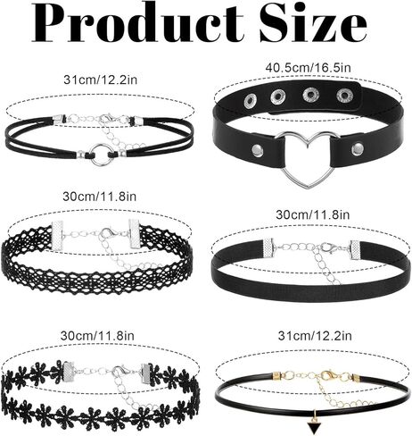 Vin Beauty Black Choker Necklace 6 Pcs Black Choker Necklaces for Women Gothic Lace Chokers Set, Tattoo Chokers Necklace Set for Punk Goth Jewelry Clothes Accessories in Saudi Arabia
