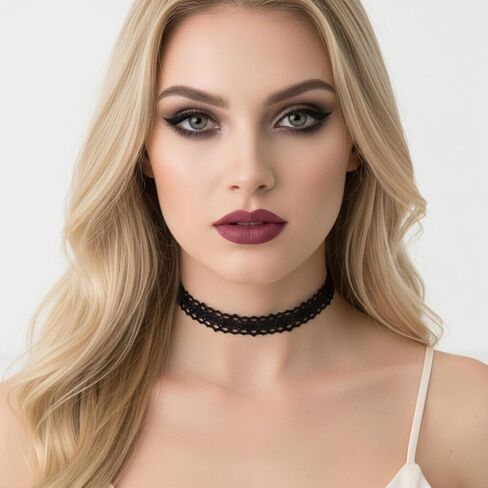 Vin Beauty Black Choker Necklace 6 Pcs Black Choker Necklaces for Women Gothic Lace Chokers Set, Tattoo Chokers Necklace Set for Punk Goth Jewelry Clothes Accessories in Saudi Arabia