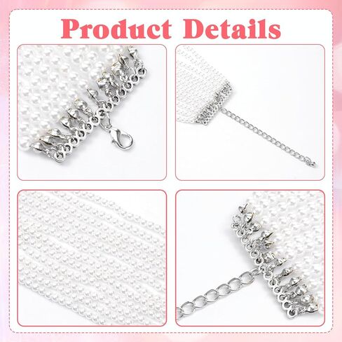 Boho Pearl Choker Necklace for Women - Multi Strand Layered Vintage Style Imitation Pearl Necklace, 1920s Gatsby Bridal Wedding Christmas Party Jewelry Gift in Kuwait