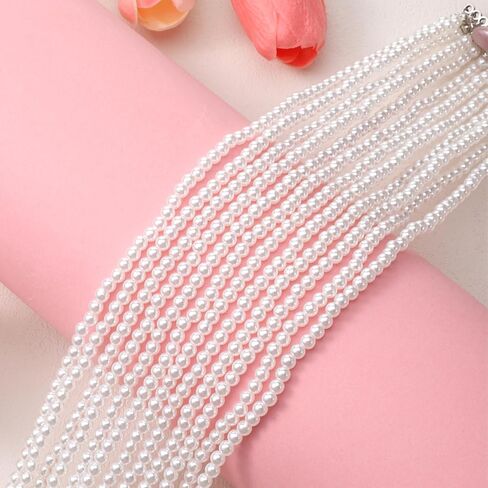 Boho Pearl Choker Necklace for Women - Multi Strand Layered Vintage Style Imitation Pearl Necklace, 1920s Gatsby Bridal Wedding Christmas Party Jewelry Gift in Kuwait