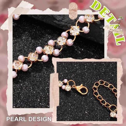 Zoestar Gold Rhinestones Pearl Choker Necklace for Women in Saudi Arabia