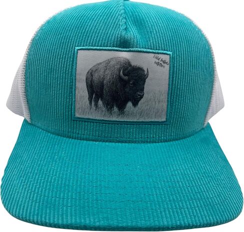 Turquoise Corduroy Trucker Hat with Buffalo Patch in Saudi Arabia