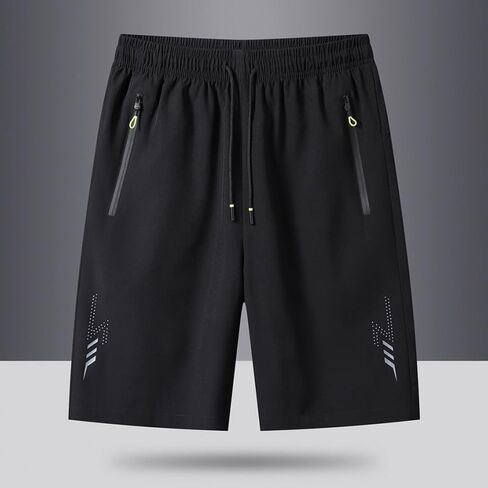 Men’s Casual Athletic Shorts 3-Pack Black Blue Gray Elastic Waist Zipper Pockets Decorative Patterns for Daily Wear in Saudi Arabia