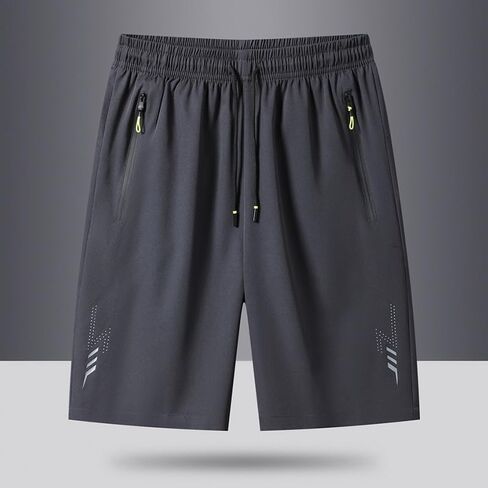 Men’s Casual Athletic Shorts 3-Pack Black Blue Gray Elastic Waist Zipper Pockets Decorative Patterns for Daily Wear in Saudi Arabia