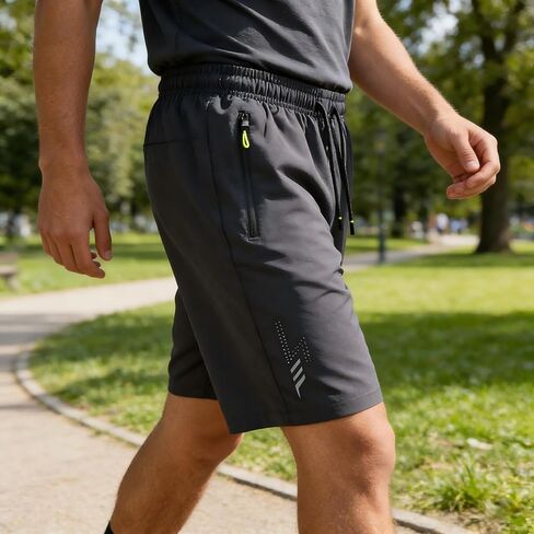 Men’s Casual Athletic Shorts 3-Pack Black Blue Gray Elastic Waist Zipper Pockets Decorative Patterns for Daily Wear in Saudi Arabia
