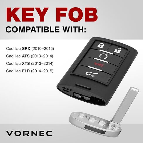 استبدال مفتاح Fob يناسب Cadillac SRX 2010-2015، ATS 2013-2014، XTS 2013-2014، ELR 2014-2015 - 5 أزرار ذكية للدخول بدون مفتاح مع تشغيل عن بعد - معرف لجنة الاتصالات الفيدرالية NBG009768T، رقم الجزء 22865375 in Saudi Arabia