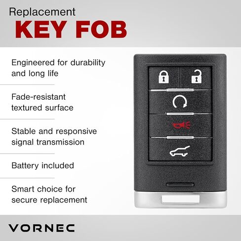 استبدال مفتاح Fob يناسب Cadillac SRX 2010-2015، ATS 2013-2014، XTS 2013-2014، ELR 2014-2015 - 5 أزرار ذكية للدخول بدون مفتاح مع تشغيل عن بعد - معرف لجنة الاتصالات الفيدرالية NBG009768T، رقم الجزء 22865375 in Saudi Arabia