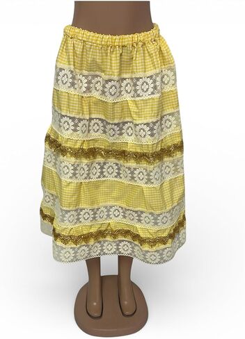 Falda Salla Amarilla Bordada de Oshun - Obatala Madre y Padre Elastic Orisha Yellow Ochun & Obatala Embroidered Skirt Santeria Orisha Altar Skirt in Saudi Arabia