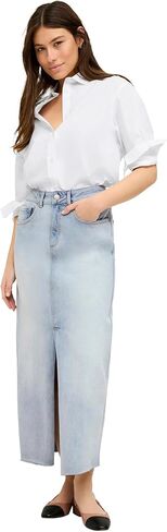 ellos Plus Size Strecth Denim Mid-Rise Maxi Skirt in Saudi Arabia