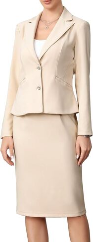 طقم تنورة بدلة Allegra K مكون من قطعتين للسيدات بأكمام طويلة وتنورة ضيقة تناسب ملابس العمل الرسمية in Kuwait