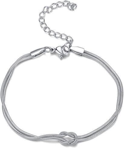 Gold Bracelets for Women 14K Real Gold Plated Love Knot Bracelet Dainty Snake Chain Infinity Bracelet Adjustable Gold Jewelry Gifts for Women in Saudi Arabia