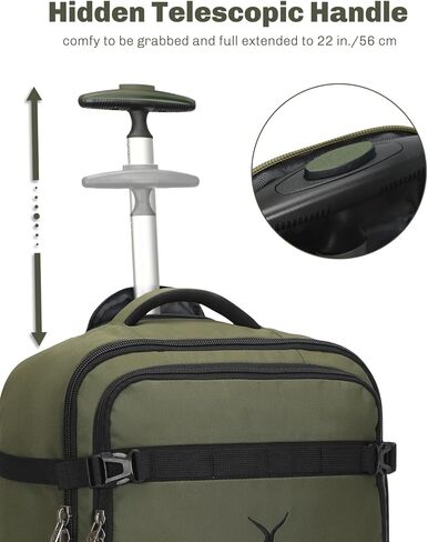 Hynes Eagle 42L Rolling Backpack Wheeled Backpack Flight Approved Travel Backpack Carry on Luggage Dark Green with Compression Packing Cubes Set 4PCS Black in Saudi Arabia