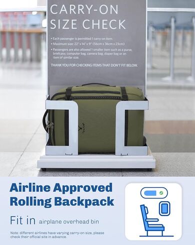 Hynes Eagle 42L Rolling Backpack Wheeled Backpack Flight Approved Travel Backpack Carry on Luggage Dark Green with Compression Packing Cubes Set 4PCS Black in Saudi Arabia