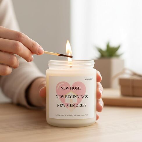 Housewarming Gifts New Home - Relaxing Lavender Eucalyptus Scented Candle - Eco-Friendly Soy Wax, Gift for New Homeowners, Women & Men, First Home Celebration or Apartment Warming in Saudi Arabia