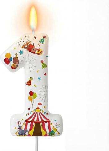 Carnival Circus Number 1 Birthday Candle for Boys Girls, 1st Cake Topper, First Birthday Decorations for Boy Girl, Carnival Circus Theme Party Supplies in Saudi Arabia