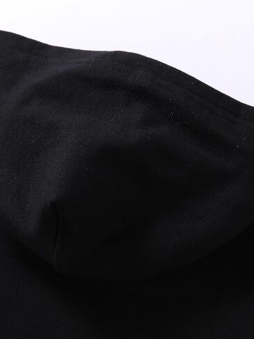 Boys' solid color hooded sweatshirt with real pockets, black top jacket, suitable for children aged 4-9 in Saudi Arabia