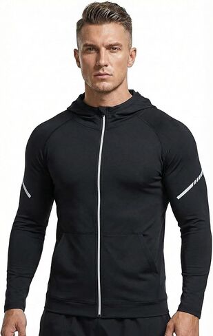 Men's Lightweight Zip-Up Hoodie Jacket – Ideal for Workout, Sports, Hiking & Outdoor Activities – Breathable Activewear in Saudi Arabia