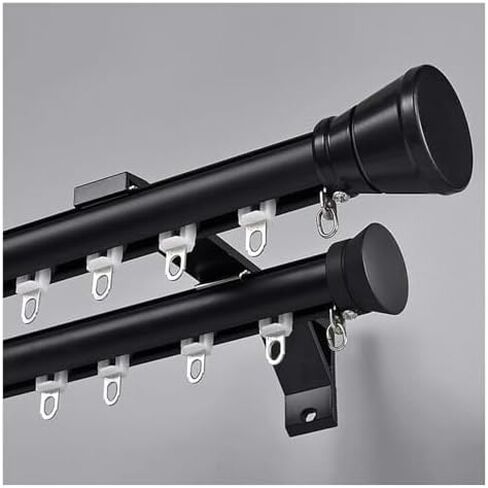 Double Curtain Track System for Bay Windows - Wall-Mounted Decorative Curtain Rod with Complete Kits for Living Room & Balcony - 2.4m (7.9ft) Drapes Rail in Saudi Arabia