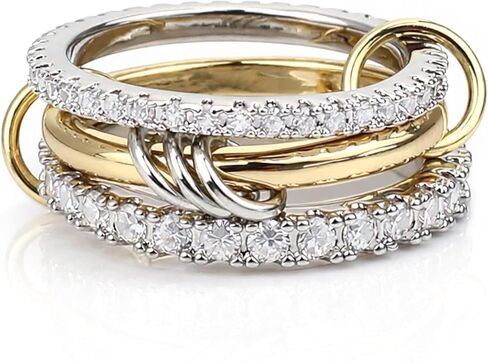Stackable Rings for Women Interlocking Ring Statement Dainty Fashion Connected Band Thumb Jewelry Gift in Saudi Arabia