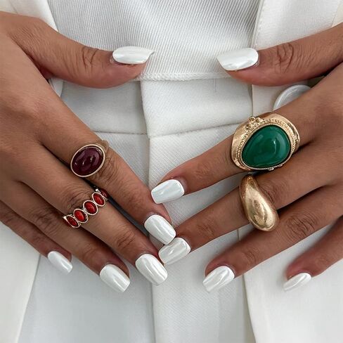 مجموعة خواتم راتينج بيضاوية ذهبية مكتنزة قابلة للتكديس، حلقات إصبع بمفاصل أكريليك هندسية باللون البني والأخضر للنساء، هدية مجوهرات غير مشوهة للحفلات الراقصة in Kuwait