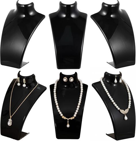 6 Pcs Acrylic Necklace Display for Vendors, Jewelry Bust Stand Holder, 7.87 x 5.12 x 2.36 Inch Jewelry Display Mannequin for Earrings Necklace, Retail Store & Trade Shows(Black) in Saudi Arabia