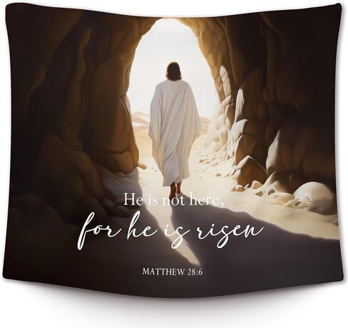 XLDLIOO Christian Jesus for He Is Risen Easter Wall Tapestry, Bible Verse Wall Tapestry Hanging for Bedroom, Vintage Ressurection Tapestries Wall Decor Art for Prayer Room Church Living Room 60x50in in Saudi Arabia