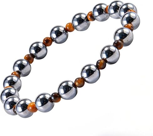 Tigers Eye Bracelets for Men Women Stretch Adjustable Bracelet Natural Tiger Eye Beaded Gemstone Bracelet Handmade Polishing for Spiritual Healing Meditation Yoga in Kuwait