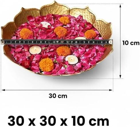 Gold Lotus Urli Bowl for Water Floating Flowers Pot and Tea Light Candles Holder, Traditional Metal Bowl for Wedding Pooja Home Office Table Diwali Decoration(Pack of 5) in Saudi Arabia