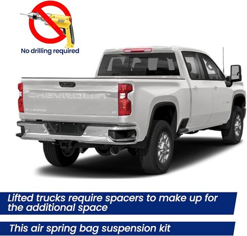 2PCS Universal Air Bags Suspension Kit Compatible with Ford F150/F250 GMC Sierra Chevrolet Ram 1500/2500/3500 Air Spring Bags Double Bellow up to 5,000 lbs of Load Capacity in Saudi Arabia