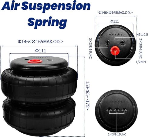 2PCS Universal Air Bags Suspension Kit Compatible with Ford F150/F250 GMC Sierra Chevrolet Ram 1500/2500/3500 Air Spring Bags Double Bellow up to 5,000 lbs of Load Capacity in Saudi Arabia