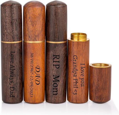 Mini Scattering Tubes Set of 4, Rosewood Cremation Urn for Human Ashes, Portable Wood Ashes Holder for Ash Scattering Ceremony, Memorial Urns in Saudi Arabia