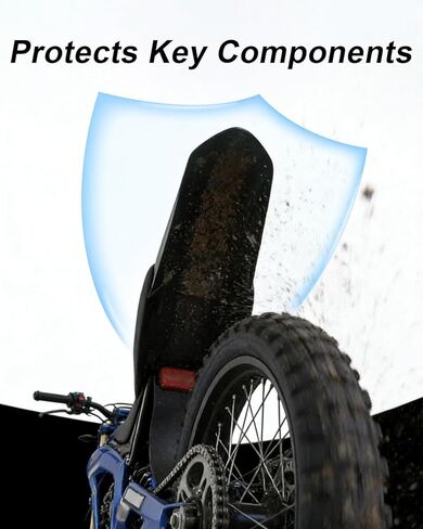 حاجز خلفي أطول ممتد مقاس 15.5 × 5.9 بوصة مناسب لـ Sur-Ron Light Bee X وS Segway X160 X260 واقي الطين المحسن طويل للغاية، واقي رفرف الطين من حفرة الأوساخ in Kuwait
