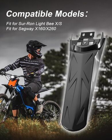 حاجز خلفي أطول ممتد مقاس 15.5 × 5.9 بوصة مناسب لـ Sur-Ron Light Bee X وS Segway X160 X260 واقي الطين المحسن طويل للغاية، واقي رفرف الطين من حفرة الأوساخ in Kuwait