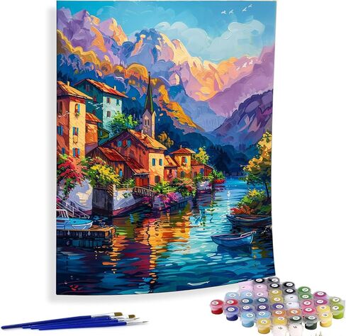 Paint by Numbers for Adults Landscape, DIY Oil Painting Aurora Waterfall Acrylic Paint by Number Kits for Kids Adults Beginner for Home Wall Decor 16x20 inch in Saudi Arabia