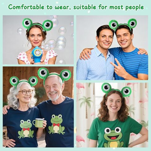 عصابة رأس الضفدع للنساء والرجال عصابة رأس عين الضفدع الخضراء المضحكة على شكل حيوان إكسسوارات تنكرية للحفلات التنكرية للهالوين ماردي جراس وأعياد الميلاد وعيد القديس باتريك وعيد الميلاد in Kuwait