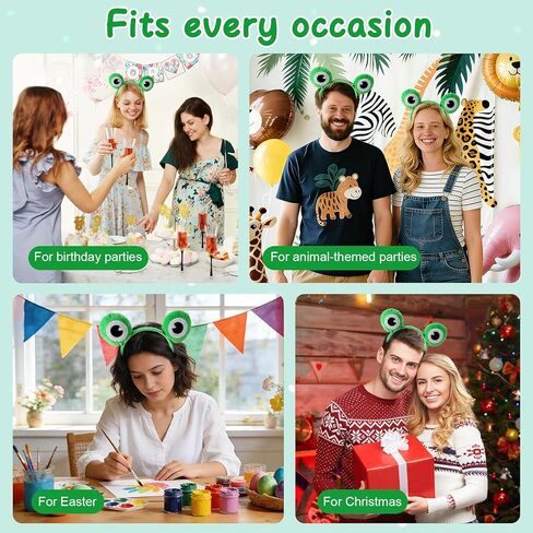 عصابة رأس الضفدع للنساء والرجال عصابة رأس عين الضفدع الخضراء المضحكة على شكل حيوان إكسسوارات تنكرية للحفلات التنكرية للهالوين ماردي جراس وأعياد الميلاد وعيد القديس باتريك وعيد الميلاد in Kuwait