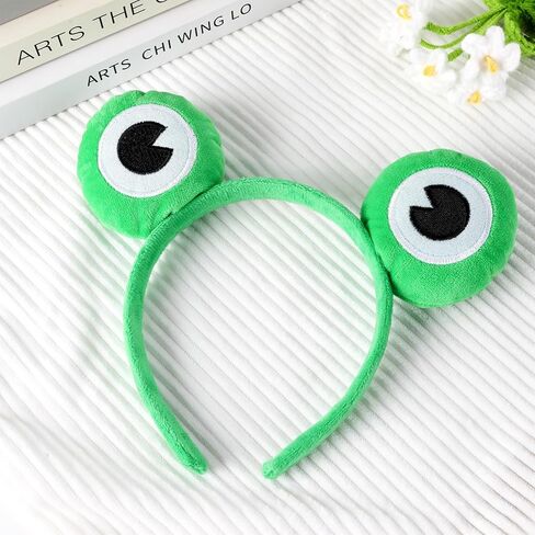 عصابة رأس الضفدع للنساء والرجال عصابة رأس عين الضفدع الخضراء المضحكة على شكل حيوان إكسسوارات تنكرية للحفلات التنكرية للهالوين ماردي جراس وأعياد الميلاد وعيد القديس باتريك وعيد الميلاد in Kuwait