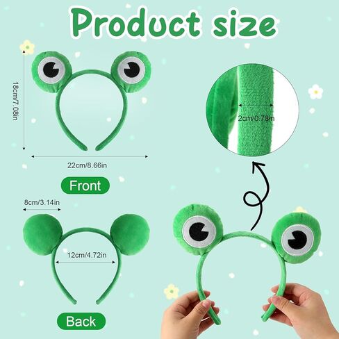 عصابة رأس الضفدع للنساء والرجال عصابة رأس عين الضفدع الخضراء المضحكة على شكل حيوان إكسسوارات تنكرية للحفلات التنكرية للهالوين ماردي جراس وأعياد الميلاد وعيد القديس باتريك وعيد الميلاد in Kuwait