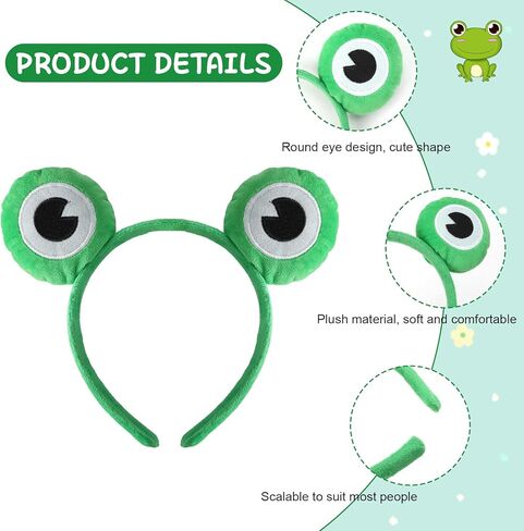عصابة رأس الضفدع للنساء والرجال عصابة رأس عين الضفدع الخضراء المضحكة على شكل حيوان إكسسوارات تنكرية للحفلات التنكرية للهالوين ماردي جراس وأعياد الميلاد وعيد القديس باتريك وعيد الميلاد in Kuwait